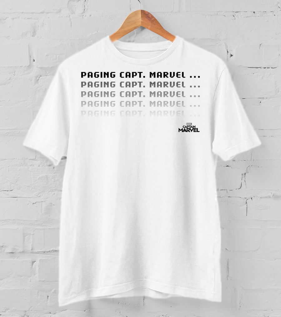 Paging Capt. Marvel Signal Repeated Text Captain Marvel T-Shirt