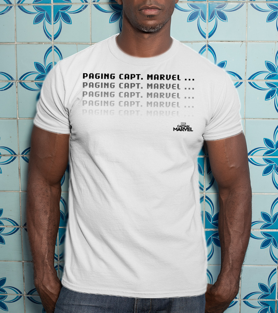 Paging Capt. Marvel Signal Repeated Text Captain Marvel T-Shirt