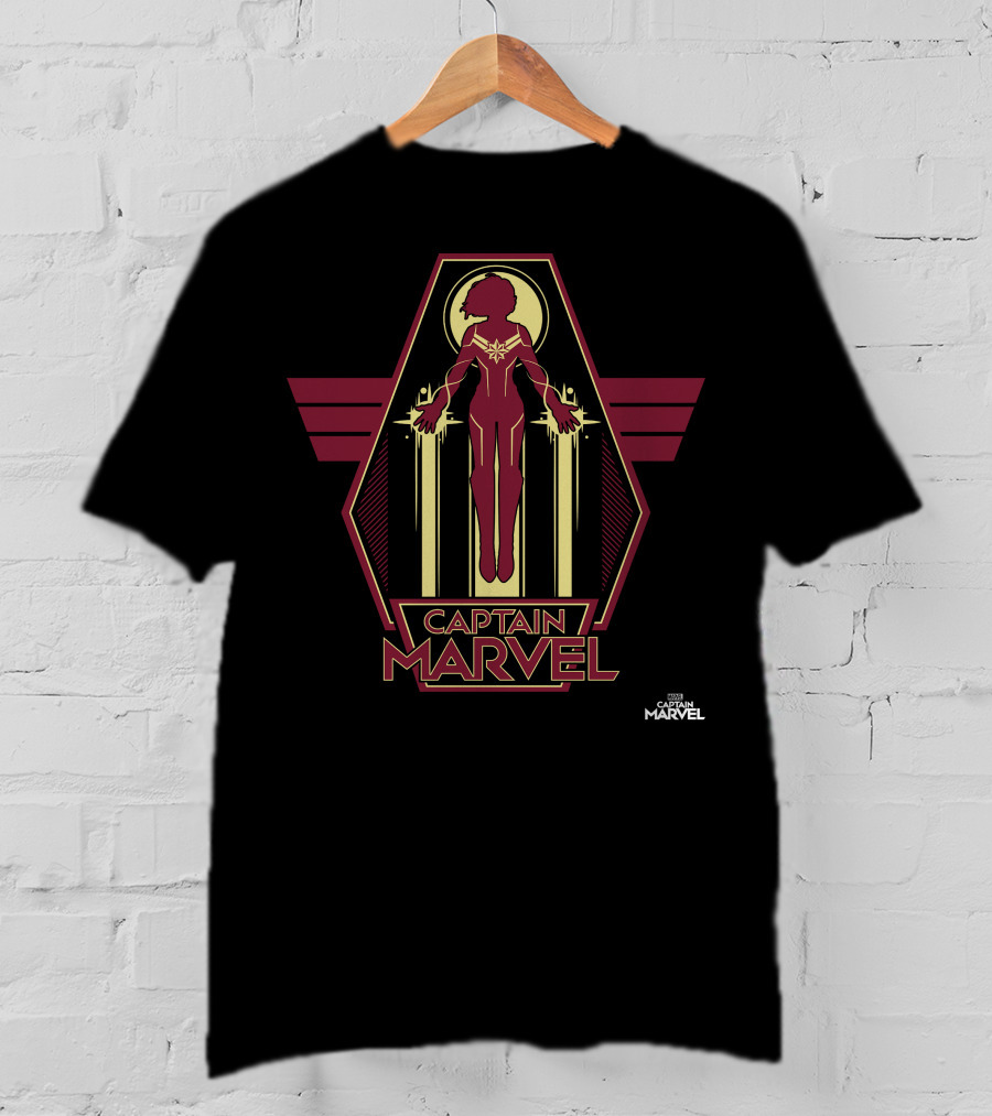 Captain Marvel Red Yellow Powers Flight Iconic T-Shirt