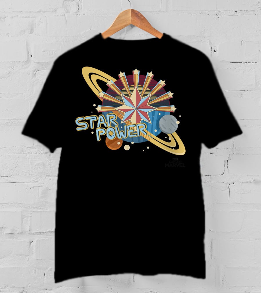 Captain Marvel Star Power Space Symbols T-Shirt