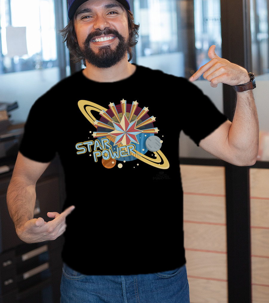 Captain Marvel Star Power Space Symbols T-Shirt