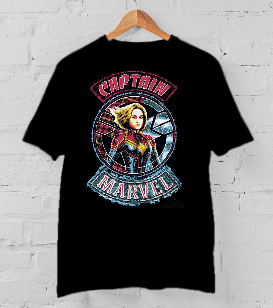 Captain Marvel Stitched Patched Emblem T-Shirt