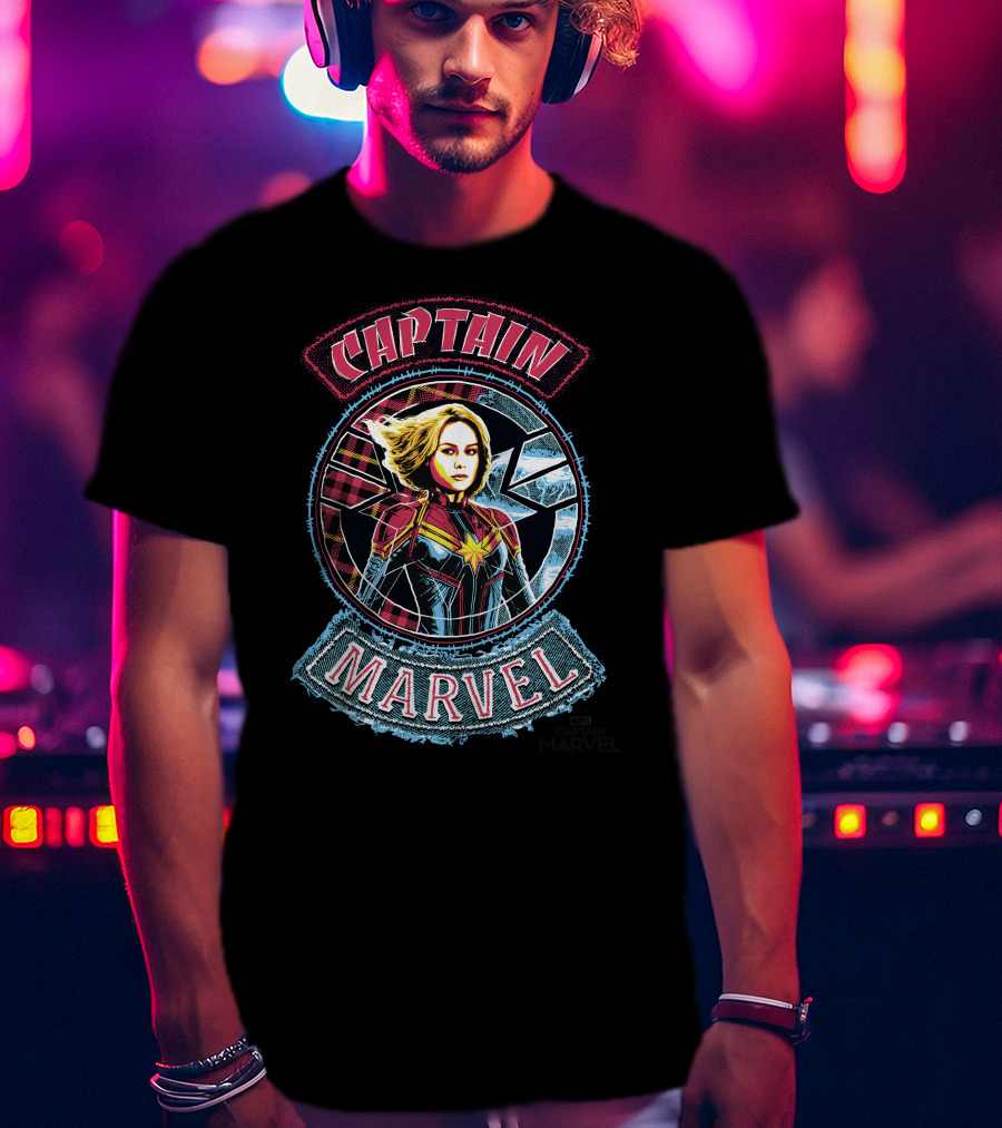 Captain Marvel Stitched Patched Emblem T-Shirt