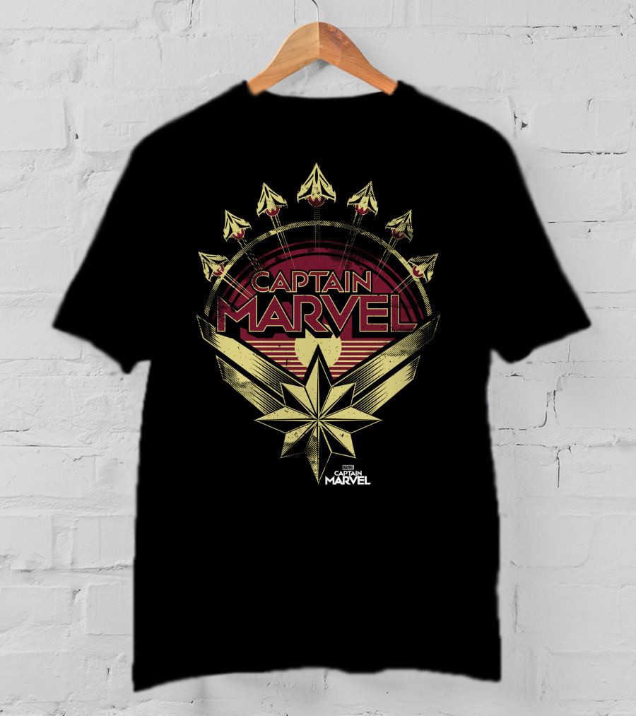 Captain Marvel Yellow Red Retro Starburst Flight T-Shirt