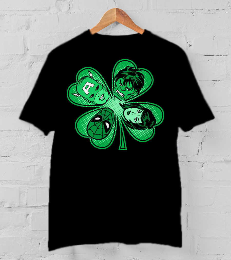 Marvel Avengers Shamrock Captain Spider Hulk Widow T-Shirt