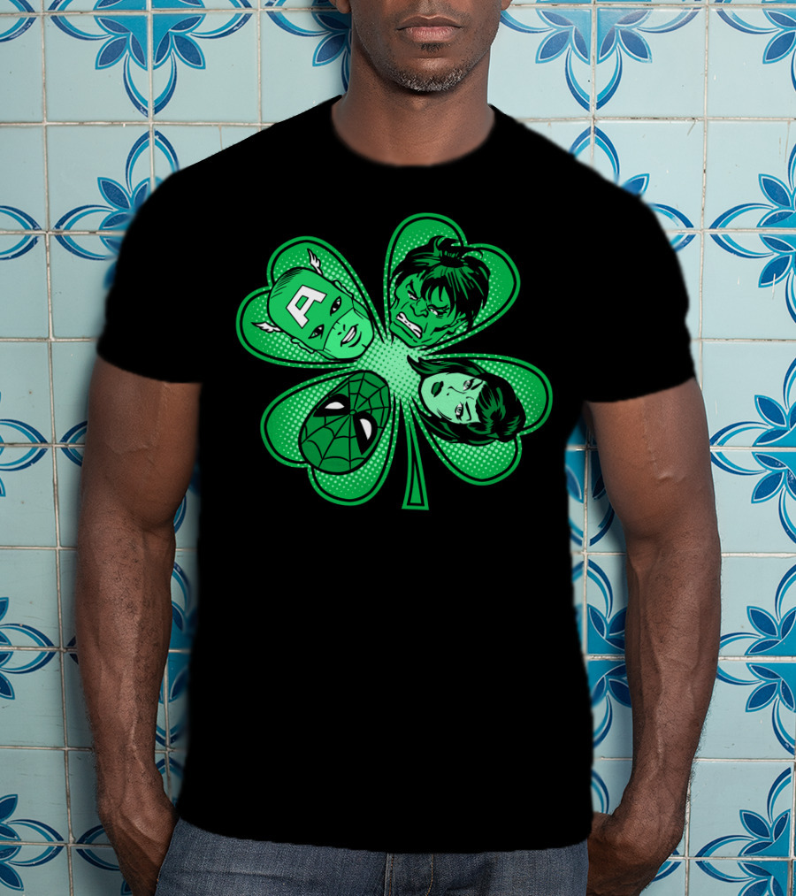 Marvel Avengers Shamrock Captain Spider Hulk Widow T-Shirt