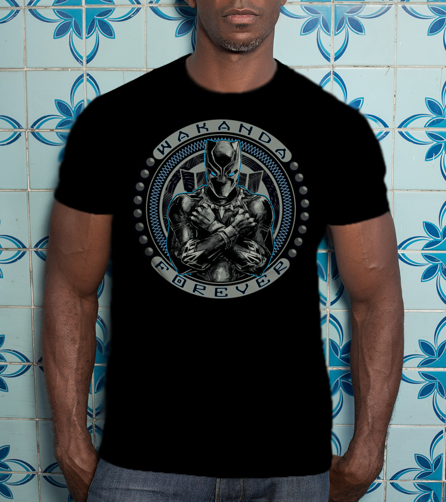 Marvel Black Panther Wakanda Forever Circle Bead T-Shirt
