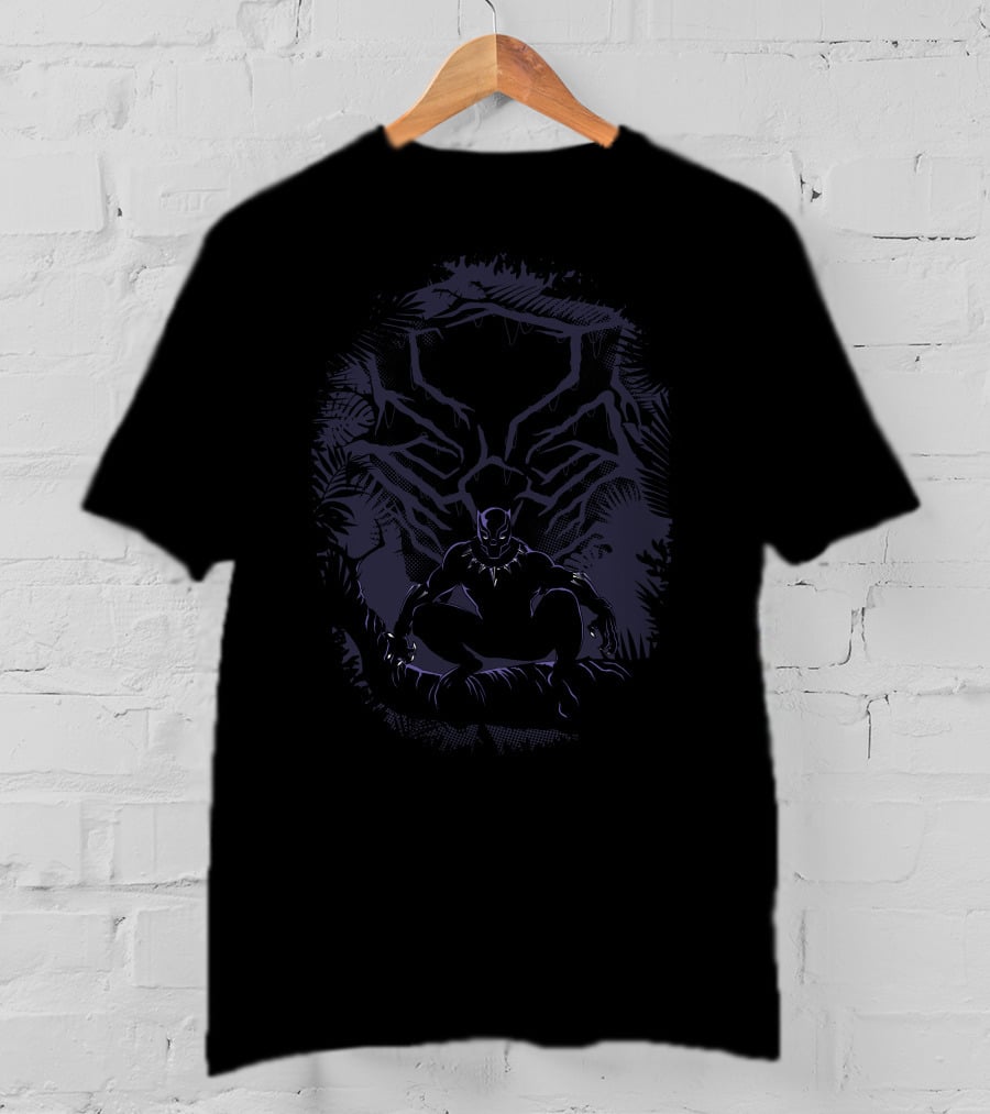 Marvel Black Panther Forest Silhouette Panther Branches T-Shirt