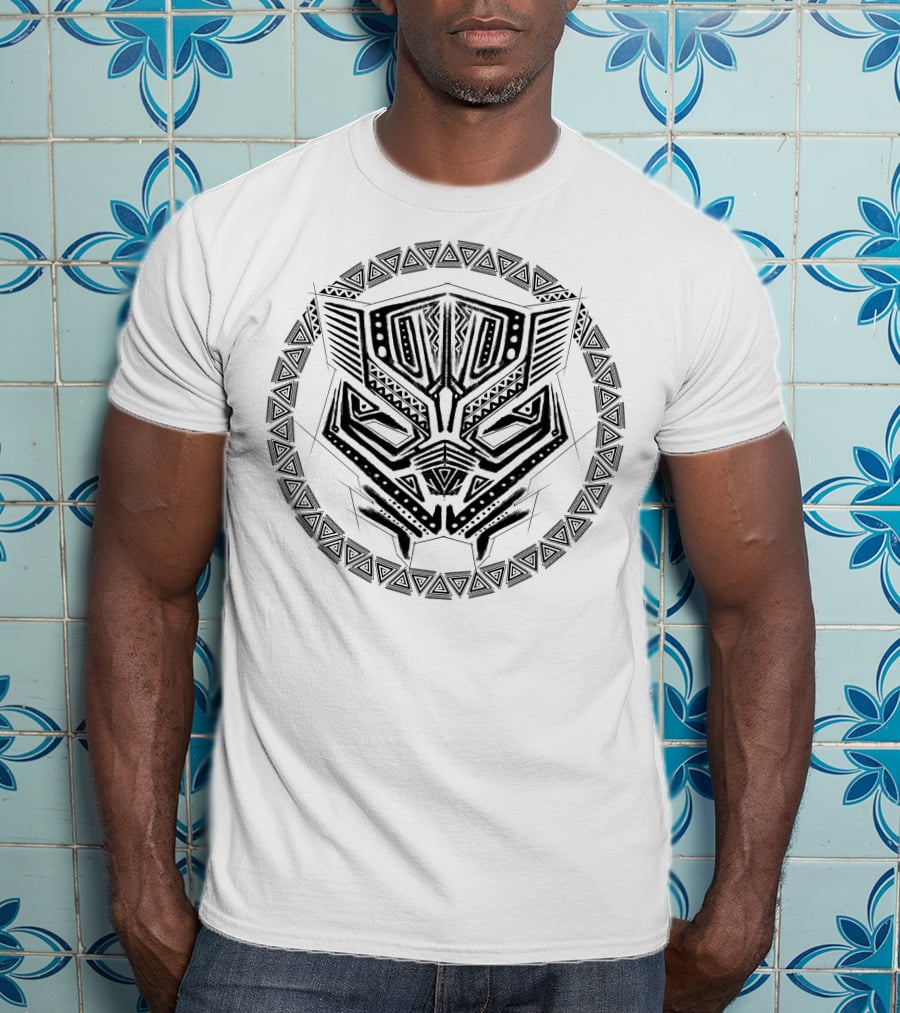 Black Panther Tribal Mask Geometric Circle Marvel T-Shirt