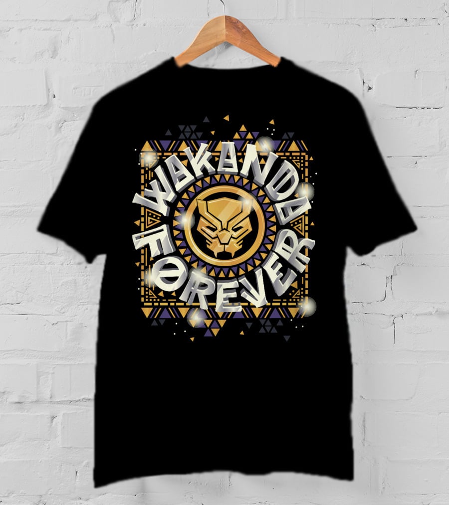 Wakanda Forever Marvel Black Panther Gleaming Symbol Square T-Shirt