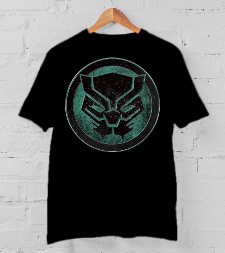 Marvel Black Panther Distressed Green Emblem Circle T-Shirt