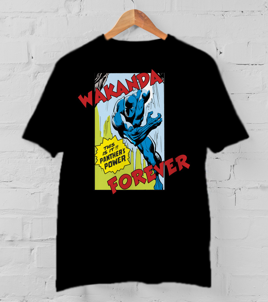 Wakanda Forever This Is It Panther's Power Marvel Black Panther Vintage Comic T-Shirt