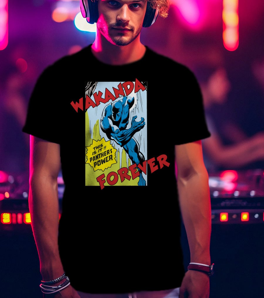 Wakanda Forever This Is It Panther's Power Marvel Black Panther Vintage Comic T-Shirt