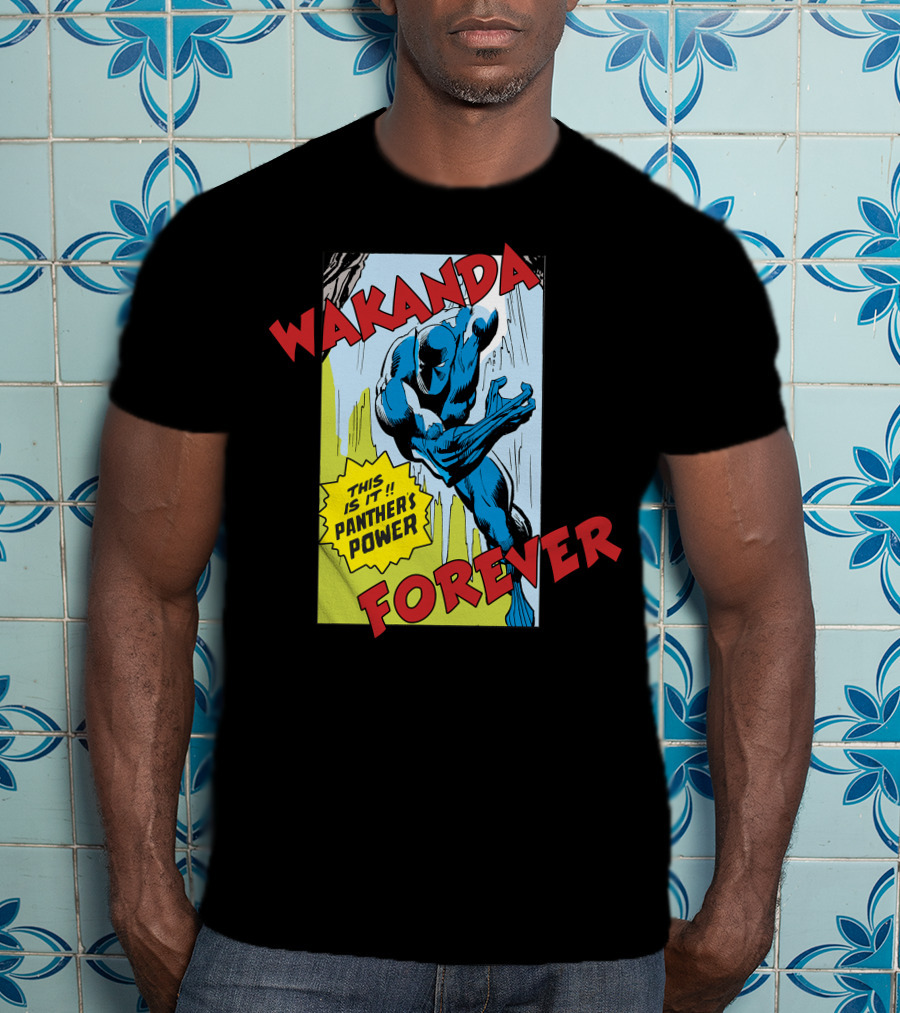 Wakanda Forever This Is It Panther's Power Marvel Black Panther Vintage Comic T-Shirt