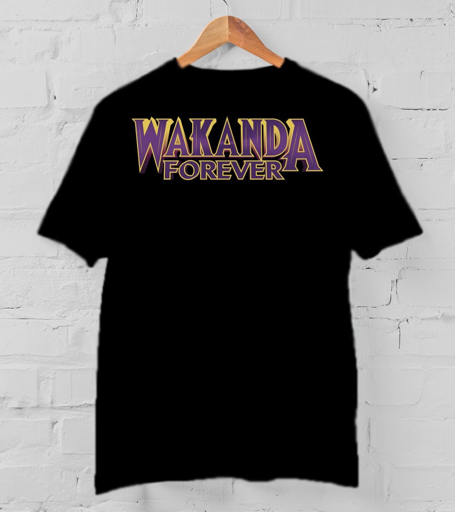 Marvel Black Panther Wakanda Forever Bold Iconic Lettering T-Shirt