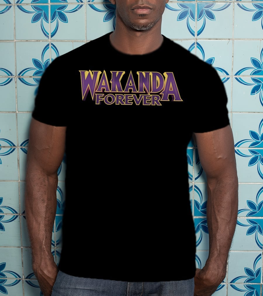 Marvel Black Panther Wakanda Forever Bold Iconic Lettering T-Shirt