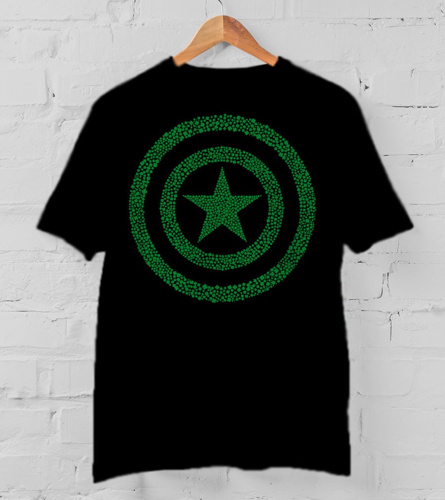 Marvel Captain America Green Shamrock Star Emblem T-Shirt