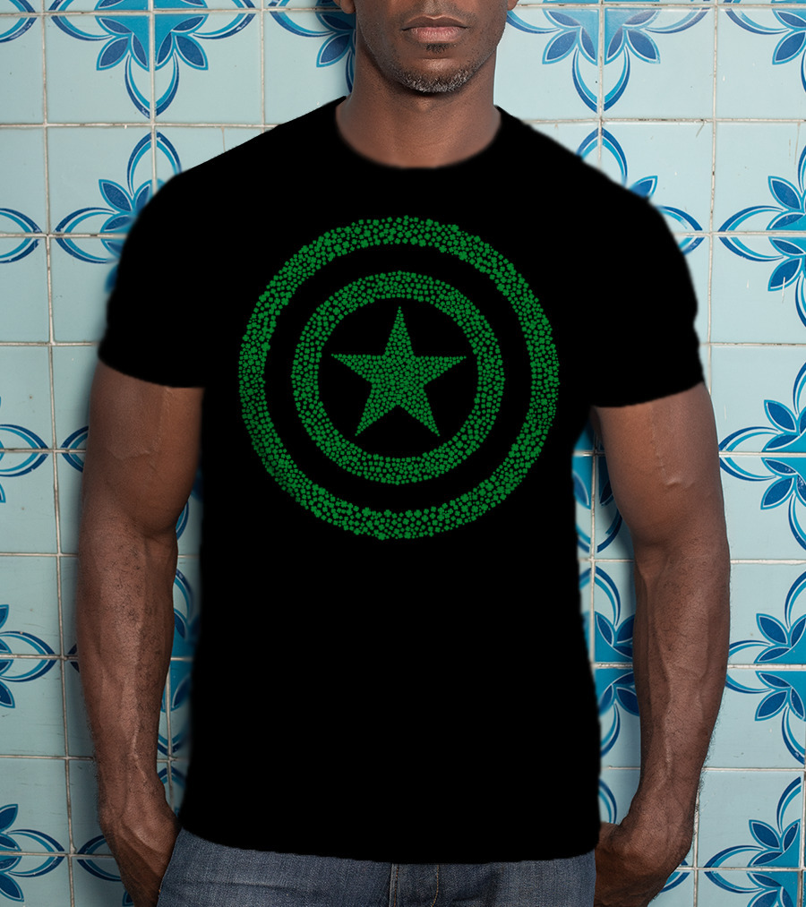 Marvel Captain America Green Shamrock Star Emblem T-Shirt