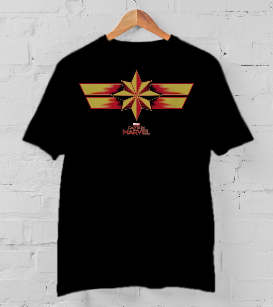 Marvel Captain Marvel Star Emblem Red Yellow Chevron T-Shirt