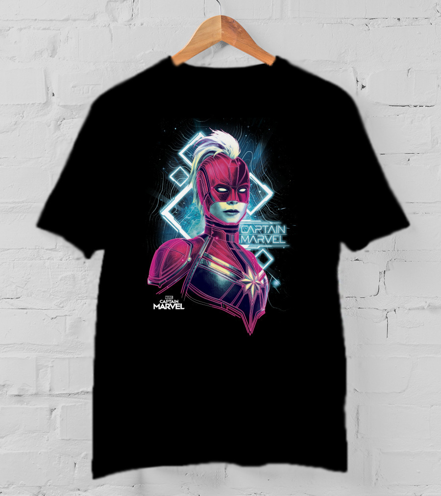 Marvel Captain Marvel Space Neon Glow T-Shirt