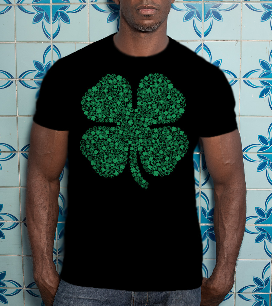 Marvel Hero Symbol Build Up Cloverleaf Icons T-Shirt