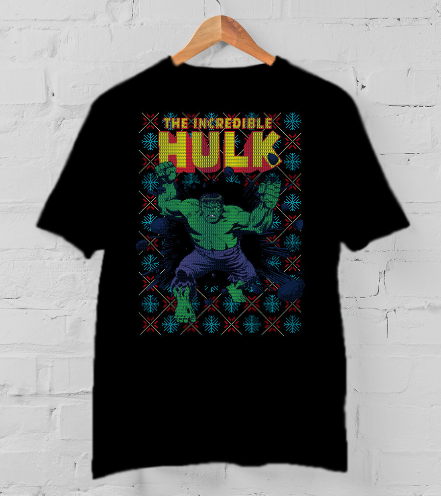 The Incredible Hulk Smash Marvel Comic Retro Explosion Christmas T-Shirt
