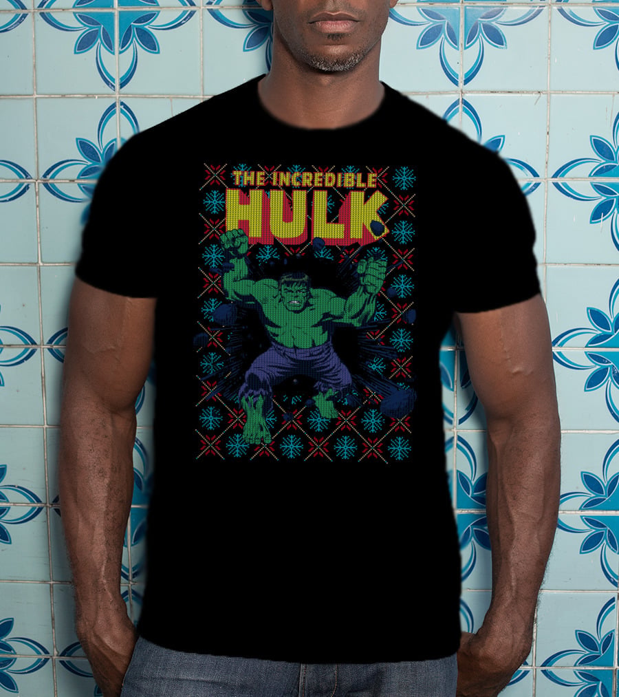 The Incredible Hulk Smash Marvel Comic Retro Explosion Christmas T-Shirt