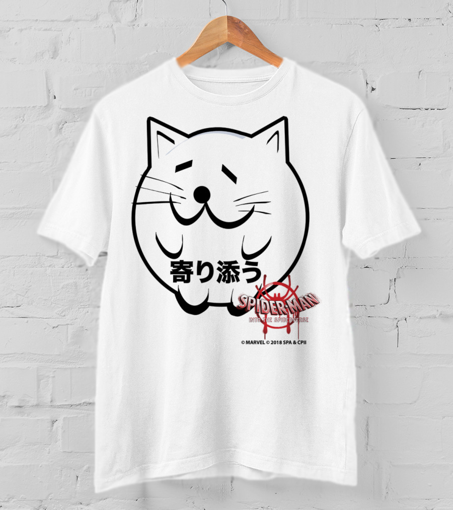 Marvel Spider-Man Into The Spiderverse Cat Sticker Japanese Text T-Shirt