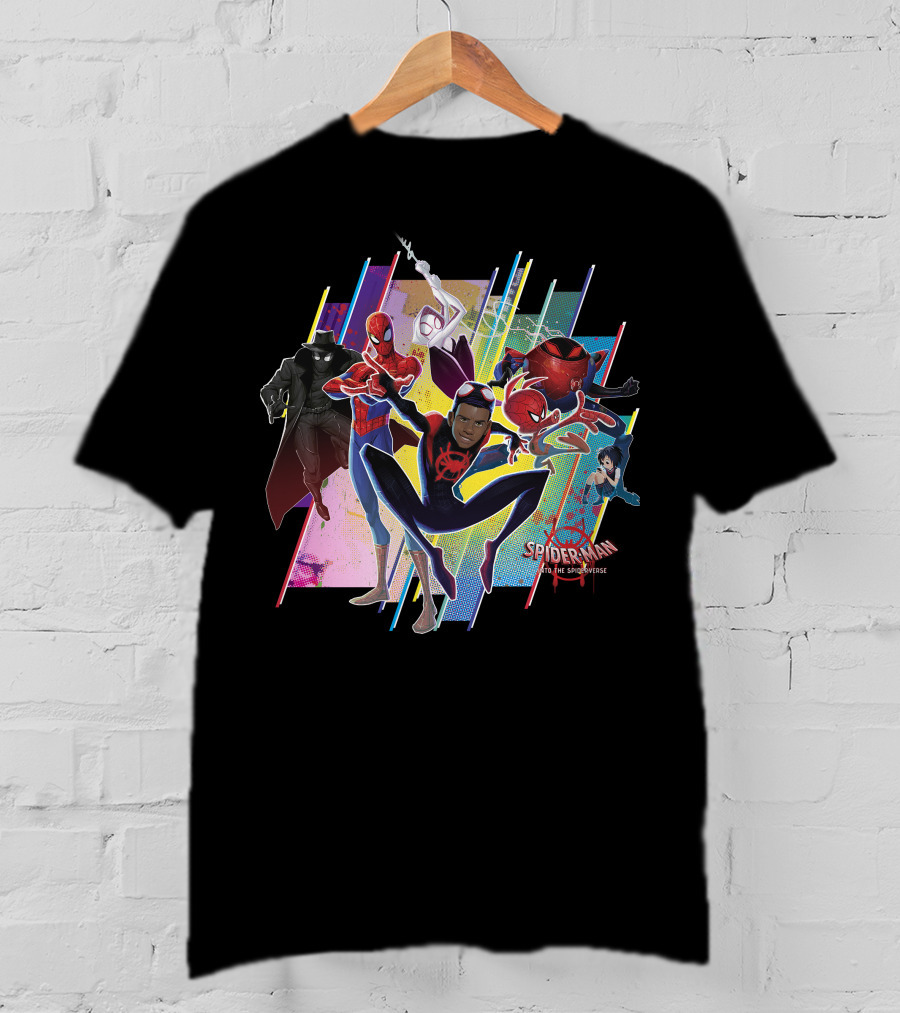 Spider-Man Into The Spiderverse Colorful Group Marvel T-Shirt