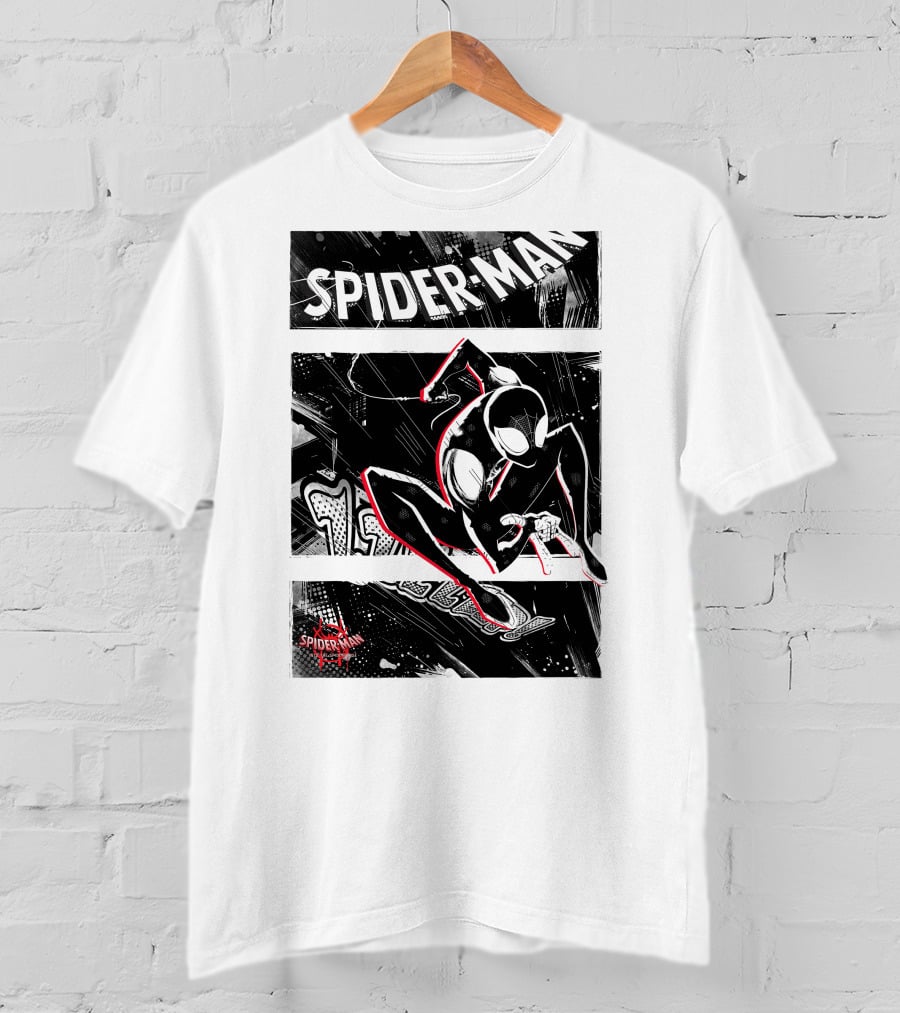 Spider-Man Marvel Spiderverse Comic Graphic Action Panels T-Shirt