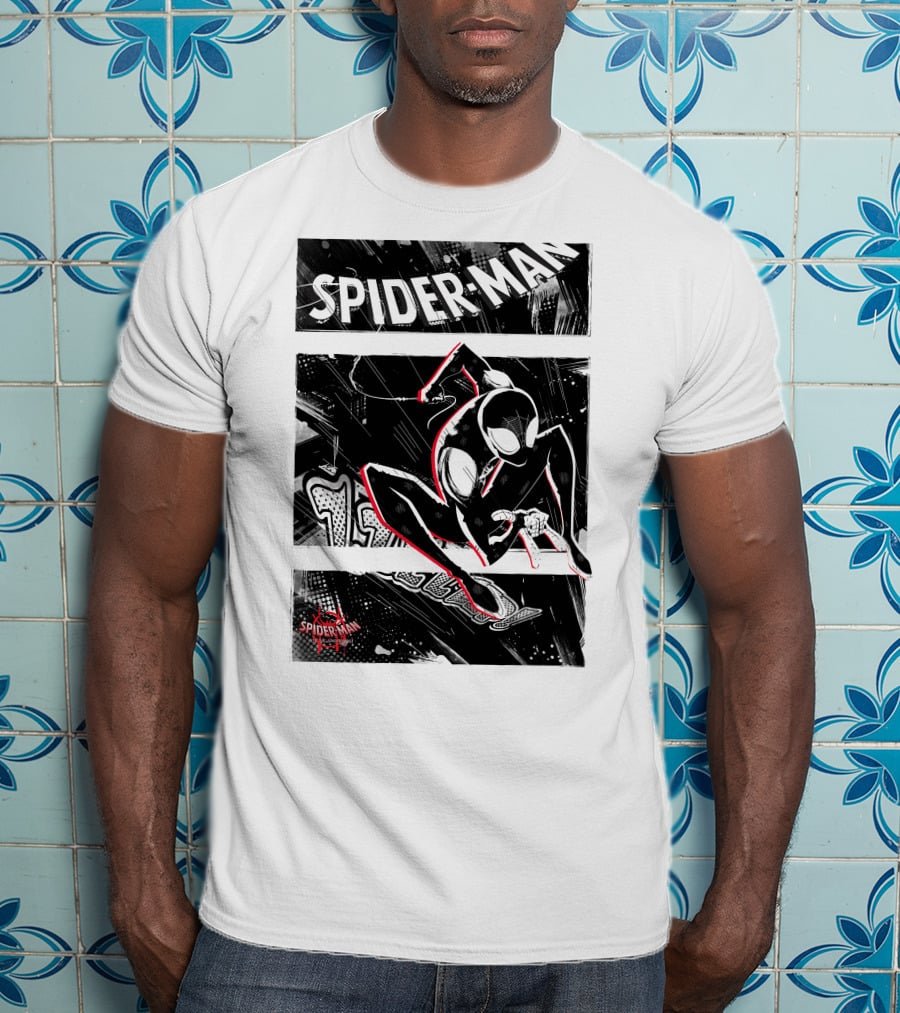 Spider-Man Marvel Spiderverse Comic Graphic Action Panels T-Shirt