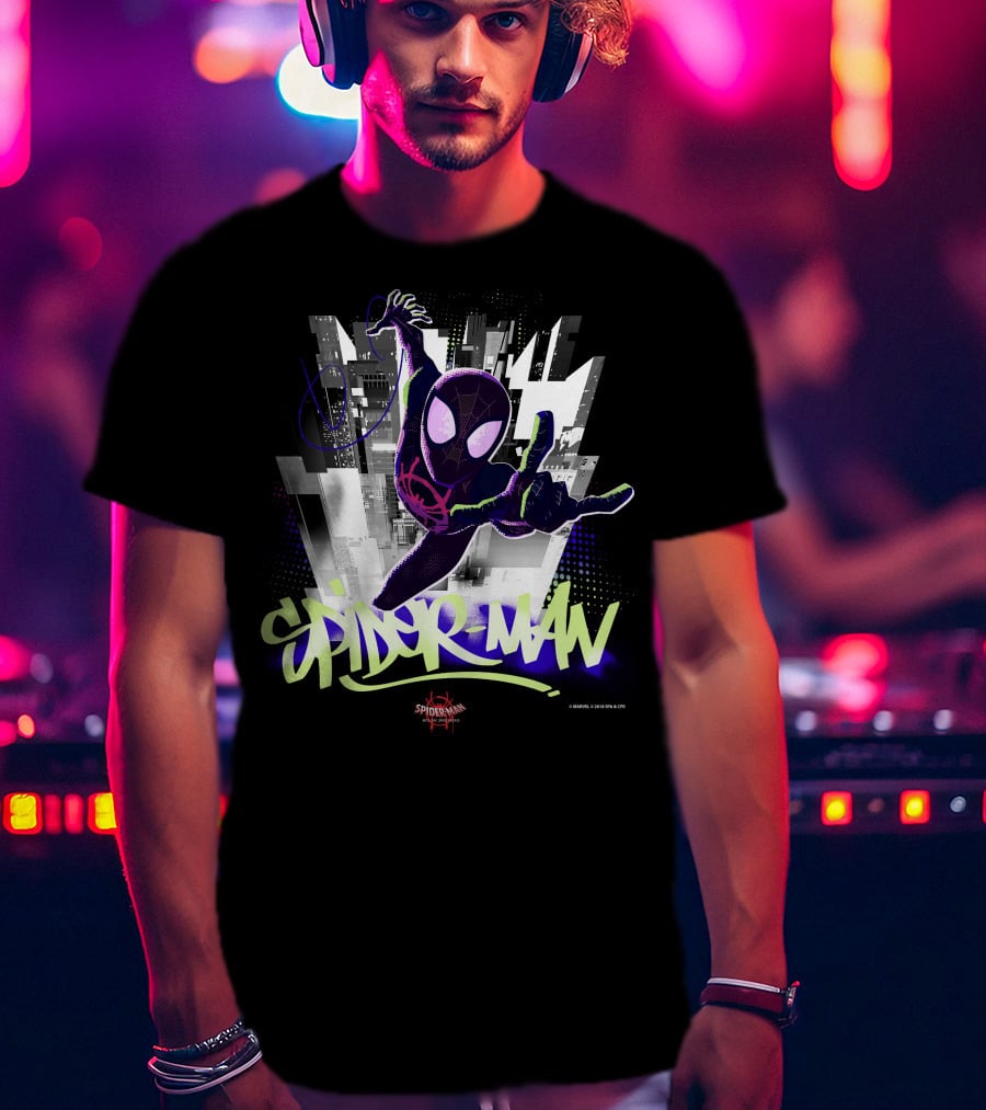 Spider-Man Spiderverse Graffiti City Marvel Iconic Swing Pose T-Shirt