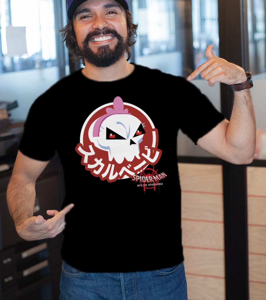 Spider-Man Into The Spider-Verse Skull Sticker Marvel T-Shirt
