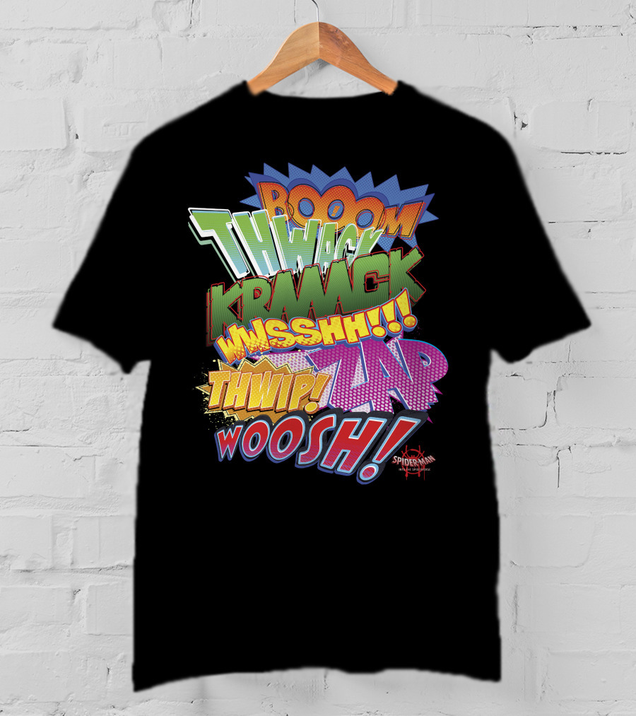 BOOOM THWACK KRRACK WHSSHH THWIP ZAP WOOSH Marvel Spider-Man Spiderverse T-Shirt