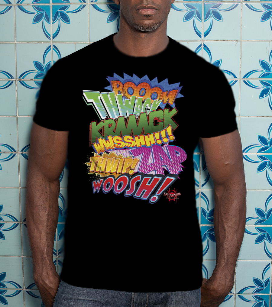 BOOOM THWACK KRRACK WHSSHH THWIP ZAP WOOSH Marvel Spider-Man Spiderverse T-Shirt