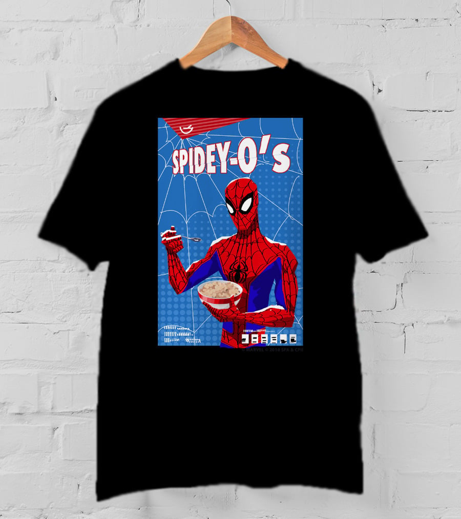 Marvel Spider-Man Spiderverse Spidey-Os Cereal Box Breakfast Comics T-Shirt