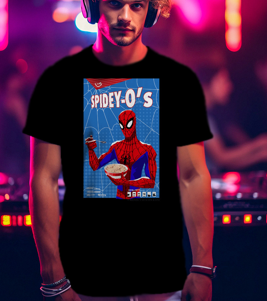 Marvel Spider-Man Spiderverse Spidey-Os Cereal Box Breakfast Comics T-Shirt