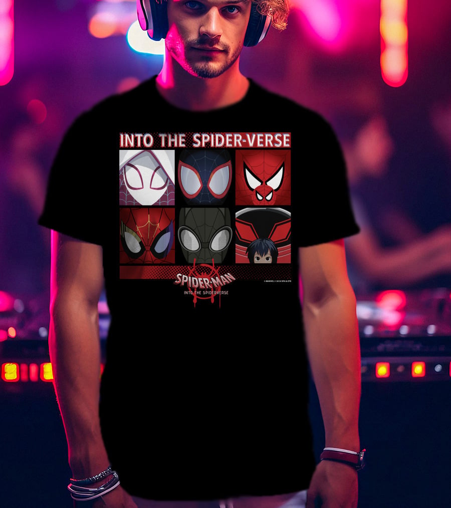 Marvel Spider-Man Into The Spider-Verse Square Group T-Shirt