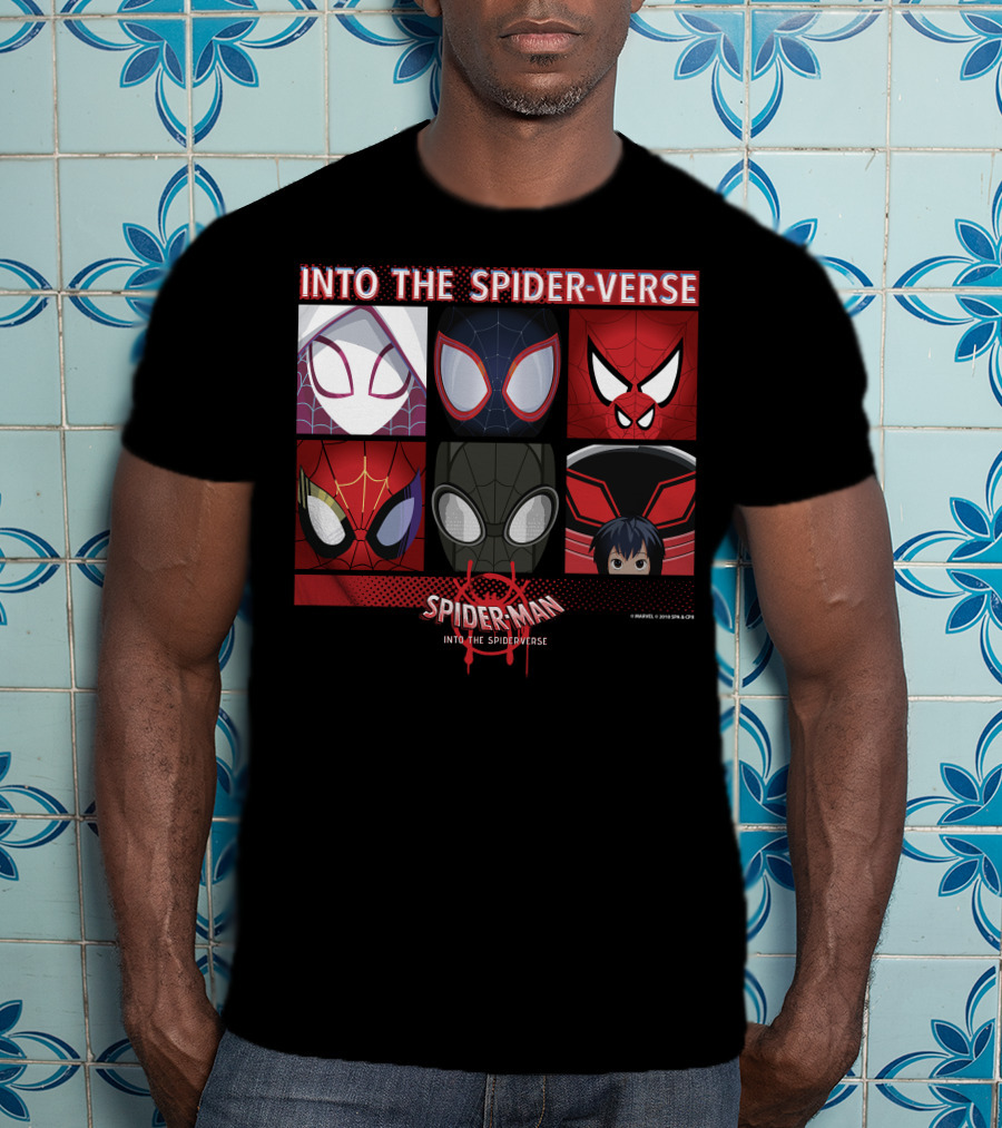 Marvel Spider-Man Into The Spider-Verse Square Group T-Shirt
