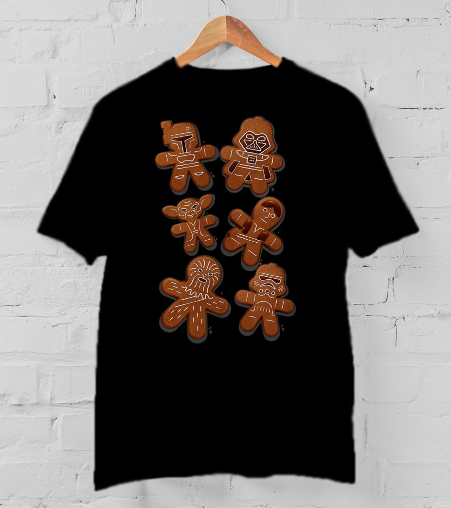 Star Wars Christmas Gingerbread Characters Featuring Iconic Figures In Cookie Form T-Shirt