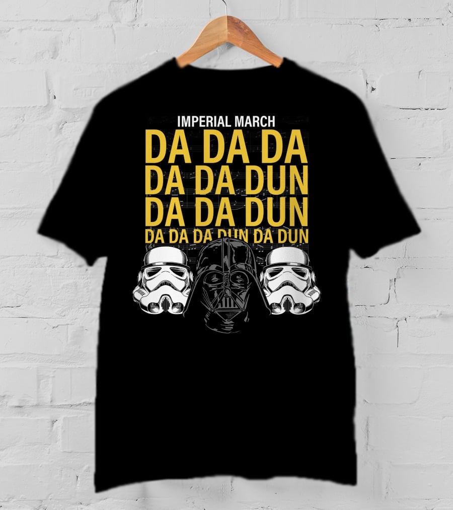 Star Wars Darth Vader Imperial March Da Da Da Stormtrooper Helmets T-Shirt
