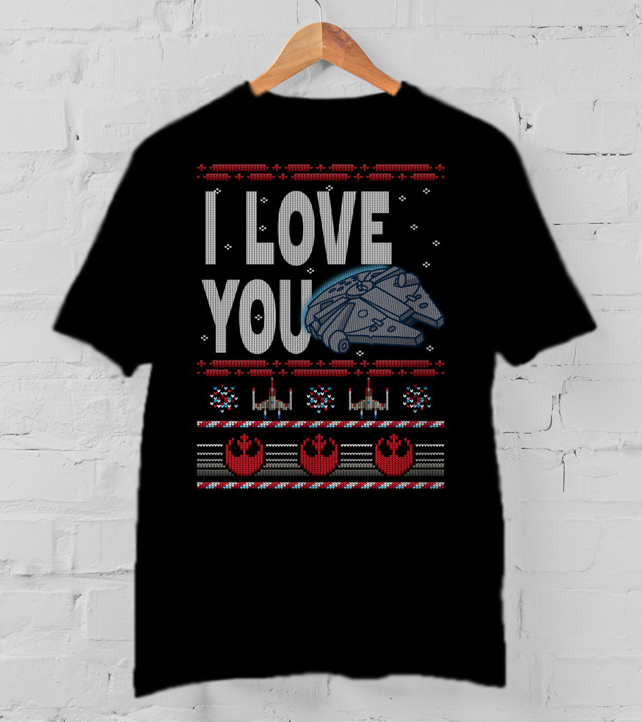 I Love You Star Wars Millennium Falcon X-Wing Rebel Icons T-Shirt