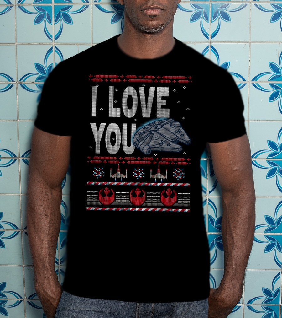 I Love You Star Wars Millennium Falcon X-Wing Rebel Icons T-Shirt