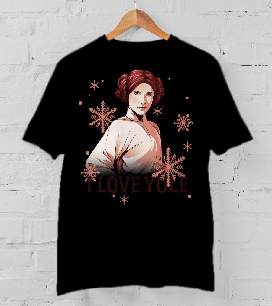 Star Wars Leia I Love Yule Christmas Snowflake Iconic Princess T-Shirt