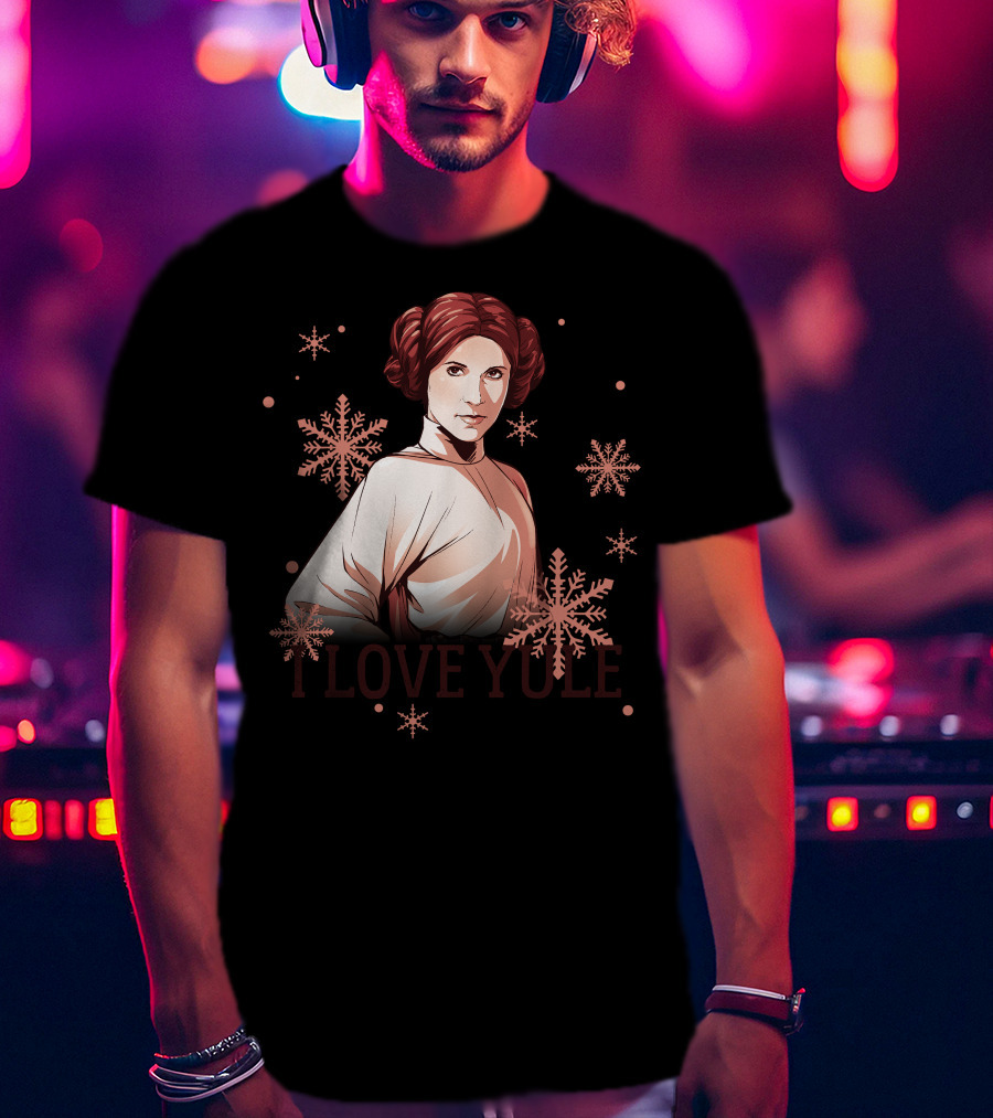 Star Wars Leia I Love Yule Christmas Snowflake Iconic Princess T-Shirt