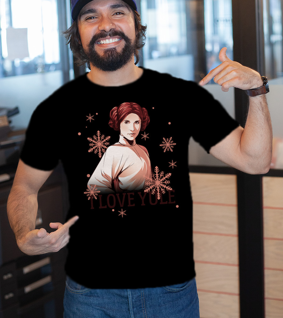 Star Wars Leia I Love Yule Christmas Snowflake Iconic Princess T-Shirt
