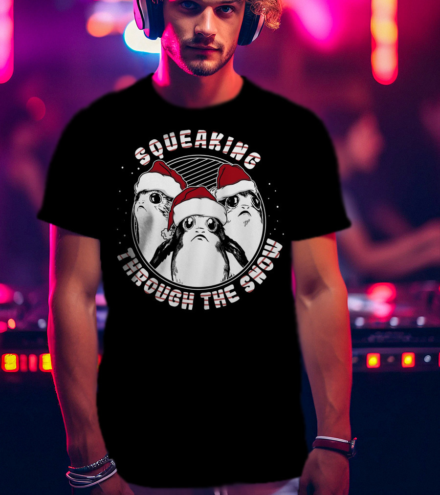 Squeaking Through The Snow Star Wars Porg Santa Hat T-Shirt