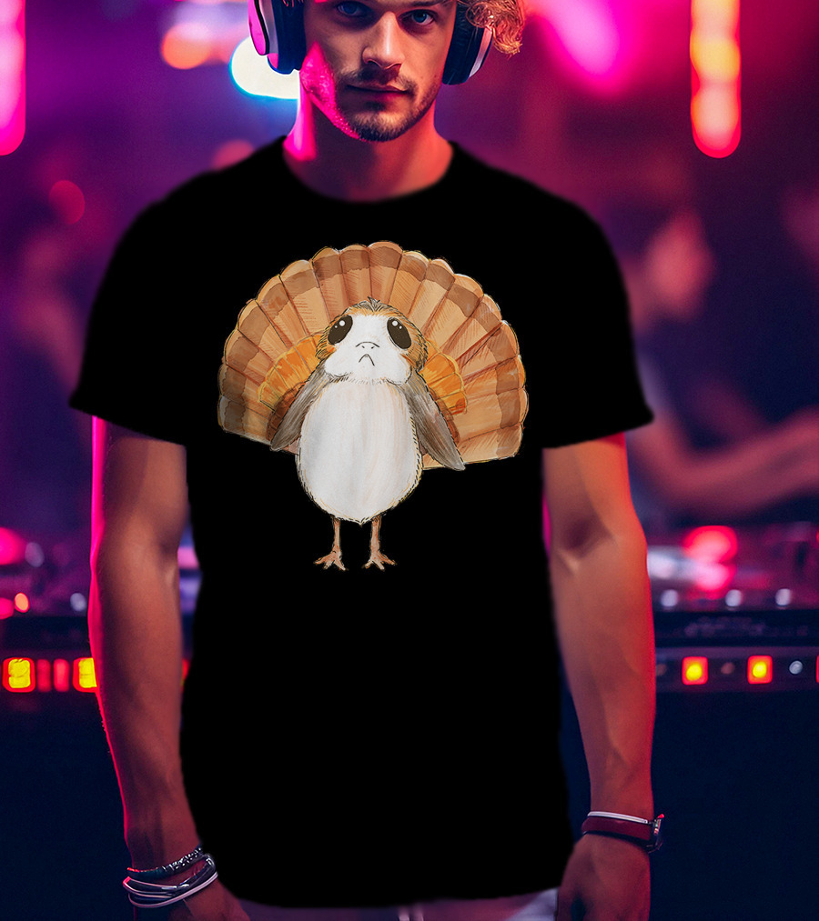 Star Wars Porg Turkey Thanksgiving Feathers T-Shirt