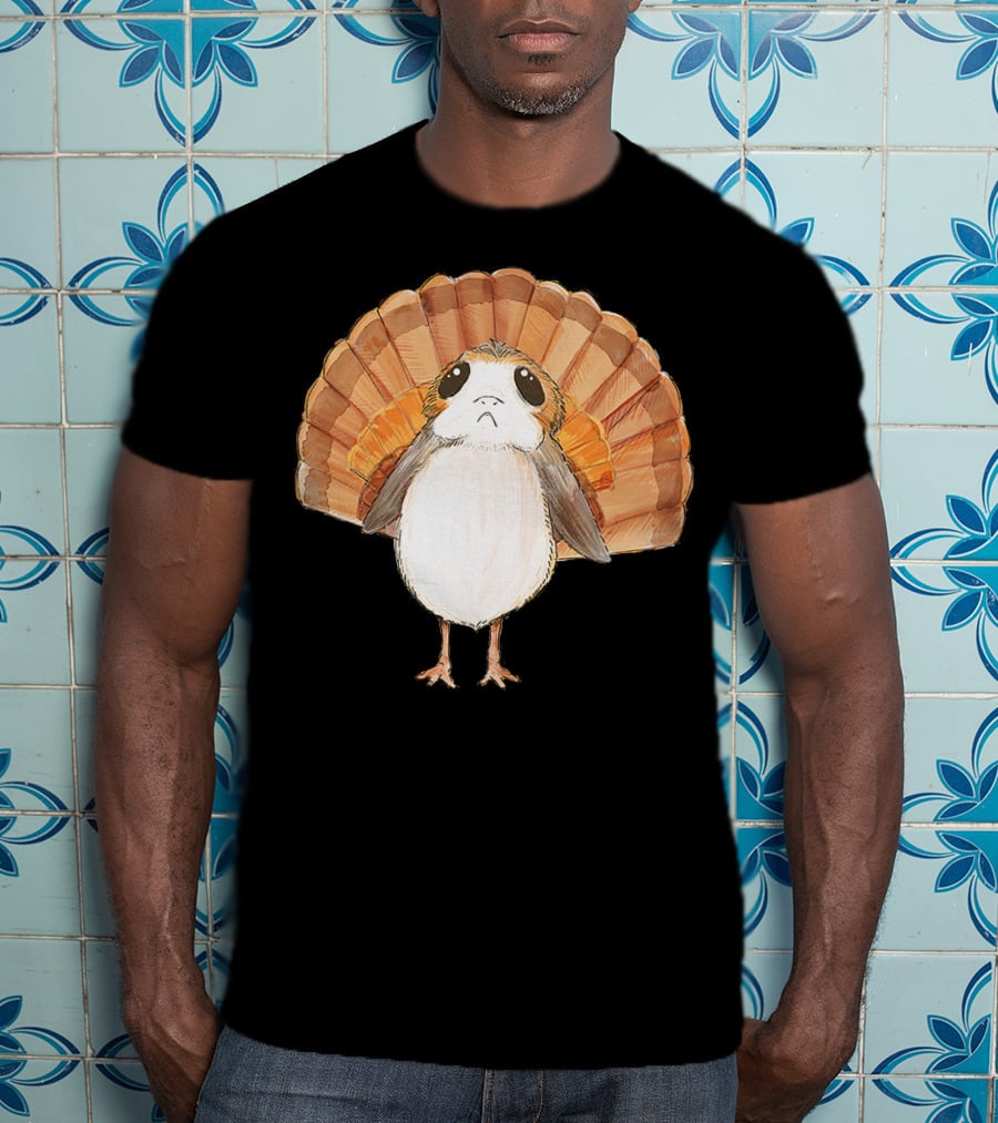 Star Wars Porg Turkey Thanksgiving Feathers T-Shirt
