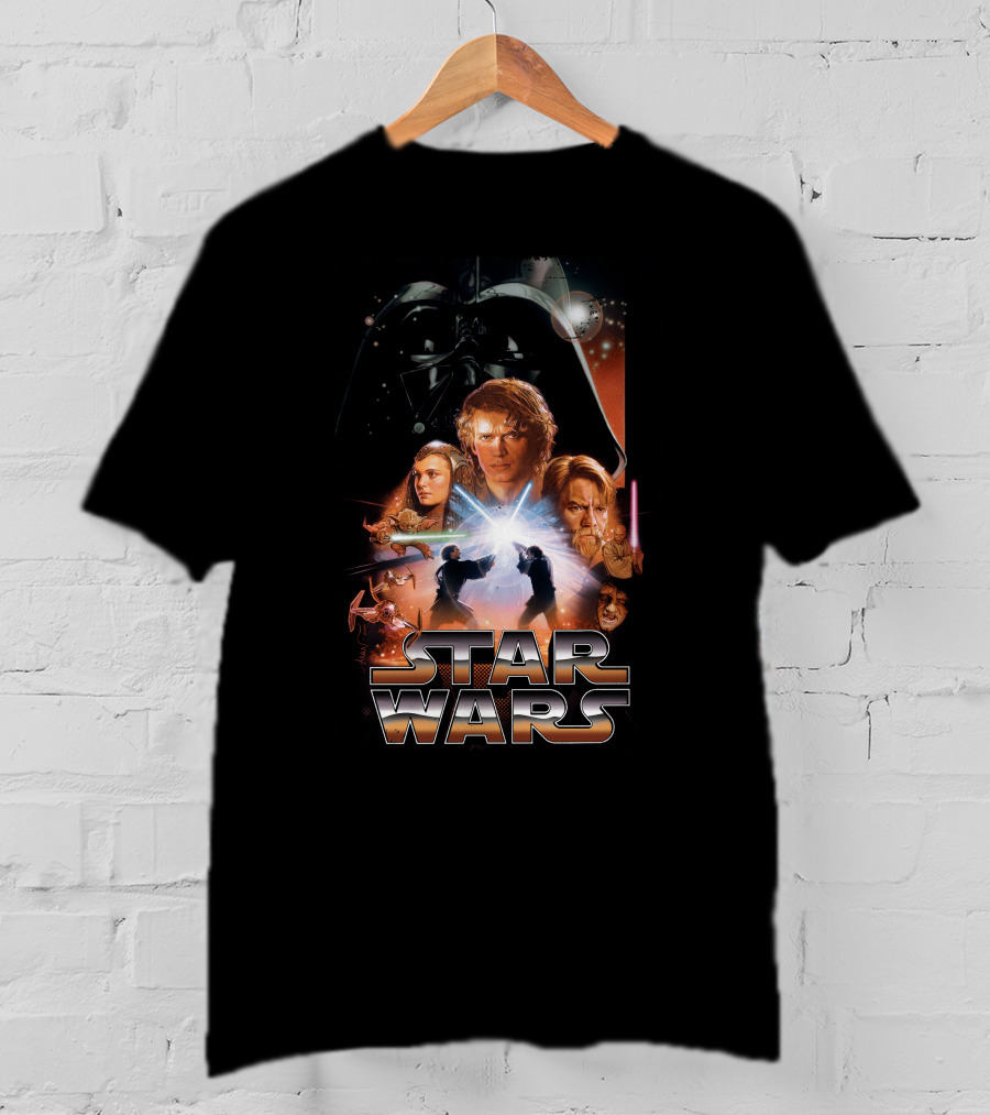 Star Wars Revenge Of The Sith Movie Anakin Obi-Wan Lightsaber Duel Darth Vader Collage T-Shirt